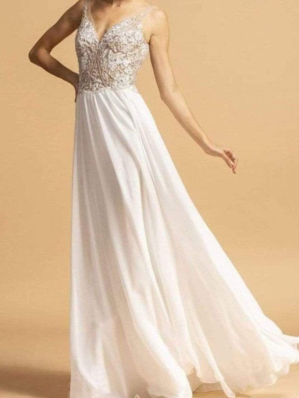 NWT Aspeed Design L2090 Chiffon Evening Gown Pink Size XXS